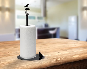 Cat vs. Crow - Paper Towel Holder – Elegant & Modern Kitchen Decor