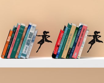 Bookend Shaped as Superwoman - Set of 2. // Metal Designed Bookends // Superhero // Cool gift // Unique Accessories