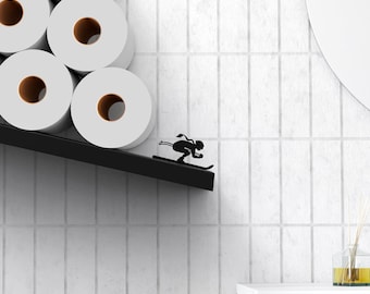 Avalanche Ski Toilet Paper Holder & Shelf – Funny Black Metal Bathroom Decor
