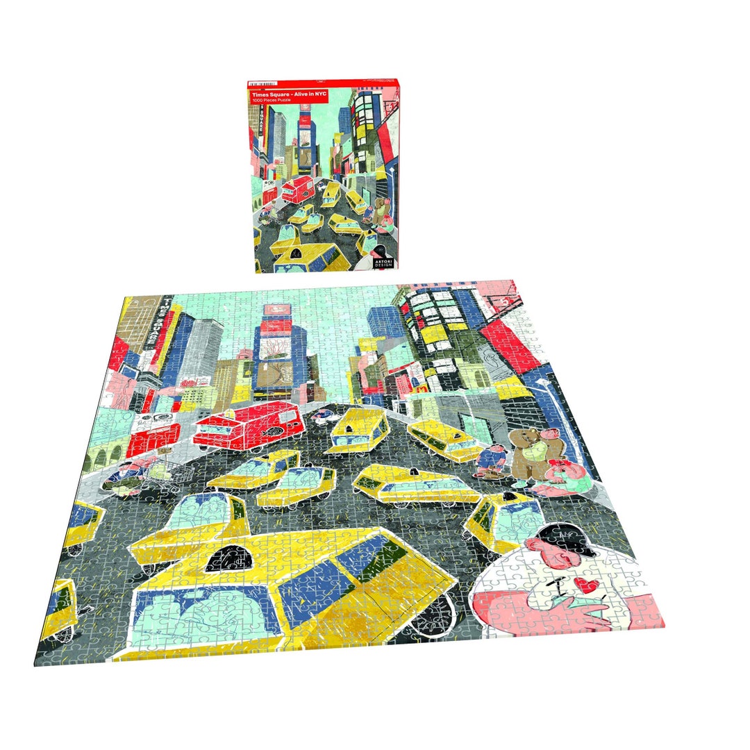 Times Square Jigsaw Puzzle: 1000 Pezzi - Poster Dimensioni Reali Incluso - Puzzle Per Adulti