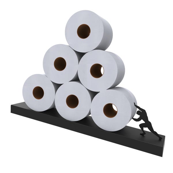Sisyphus Toilet Paper Holder: Quirky Wall Mount Bathroom Shelf