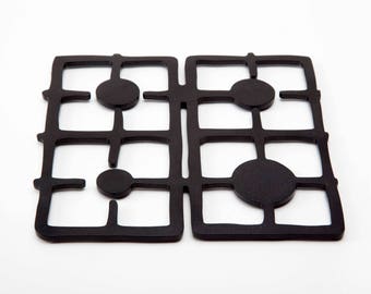 Black Multi-use Silicone Trivet // Shaped as Stove Trivet // Kitchen Designed Gift // Unique Accessories // by ArtoriDesign