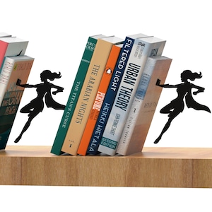 Superwoman Bookends: Metal Superhero Book Support (Set of 2) image 1