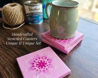 Posavasos Mandala, fáciles de limpiar, posavasos de madera Mandala.