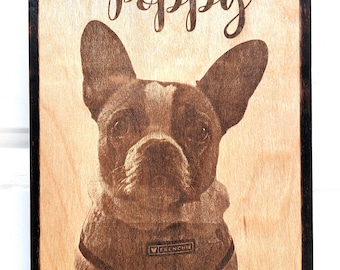 Portacorrea personalizado con retrato de perro grabado en madera, arte personalizado para mascotas