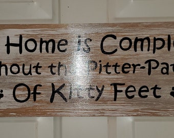 Letrero de madera recuperada con forma de gato: Decoración con el sonido de los pies de un gatito