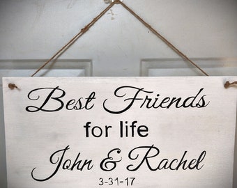Letrero de madera de aniversario personalizado, regalo para mejores amigos, esposos y esposas, pareja