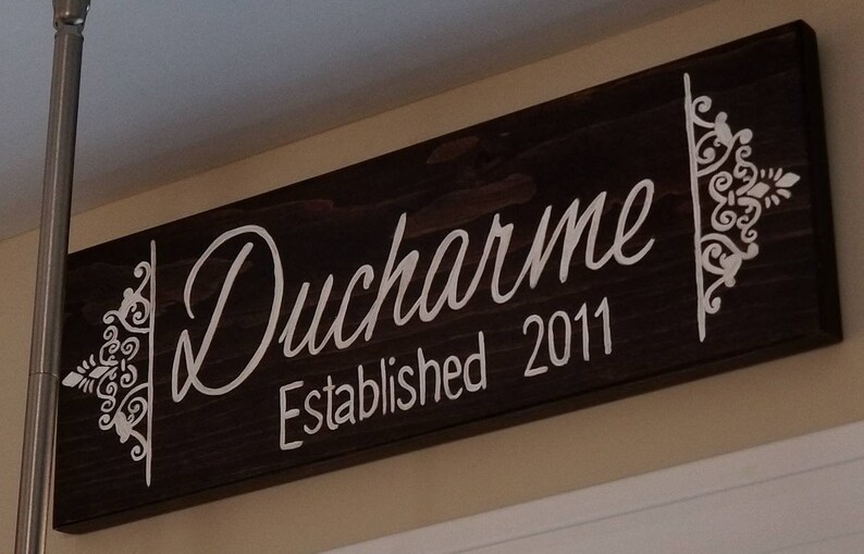 Beautiful name sign  makes a great housewarming gift. Family name wooden signs with your established date
