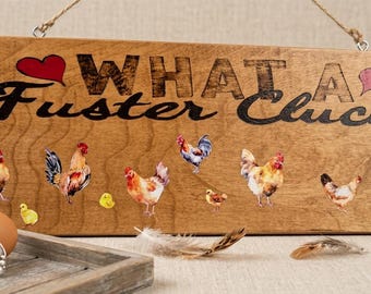 Decoración rústica de granja con el mensaje "¡Qué cacareo tan apestoso!" / Letrero divertido de gallina / Arte en madera / Decoración para el hogar campestre