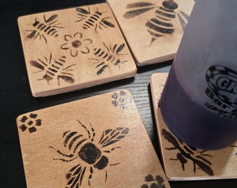 Posavasos de abeja, fáciles de limpiar, de madera.
