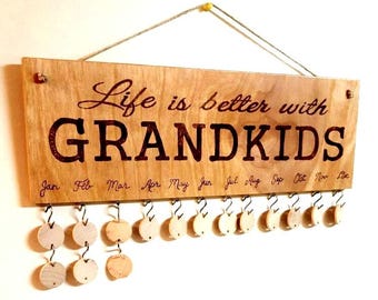Personalized Family Birthday Calendar - Wood Burned Wall Hanging