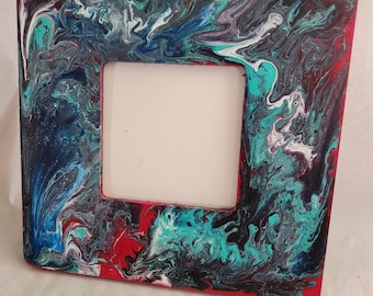 Marco de fotos de 4x6 pintado a mano, decoración del hogar con arte fluido