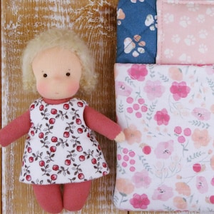 Waldorf doll with doll bed Miniature Waldorf doll Cloth doll handmade Play doll Travel doll Handmade