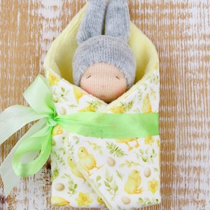 Waldorf doll miniature rabbit bunny doll in Waldorf style rag doll handmade play doll travel doll handcraft