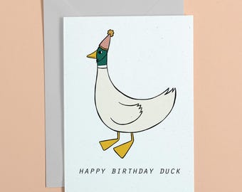 Happy Birthday Duck A6 Eco-Friendly Greeting Card - Northern Pet Name by Rock Covers Paper #actuallyhandmade