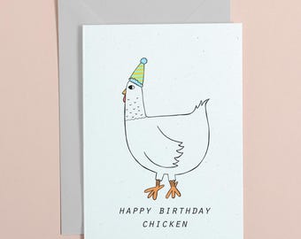 Happy Birthday Chicken Card – Eco-Friendly Recycled Paper #actuallyhandmade