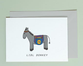 Lidl Donkey Christmas Card - Funny Pun Greeting, Eco-Friendly A6 #actuallyhandmade
