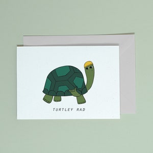 Carte de voeux Turtley rad, parfaite pour la fête des pères, une carte d'anniversaire ou tout simplement parce que quelqu'un est rad ! Papier protecteur écologique A6 by rock