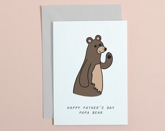 Happy Farther's day papa bear, perfect card for the coolest dad, funny father's day greetings card, A6 eco friendly by Rock Covers Paper