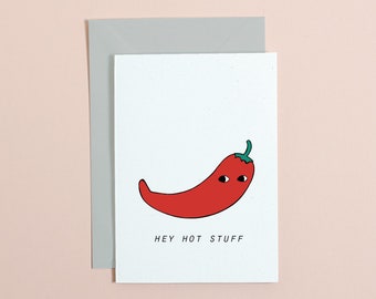 Hey There Hot Stuff, Chilli Valentine's Day Card, Food Lover Anniversary Gift #actuallyhandmade
