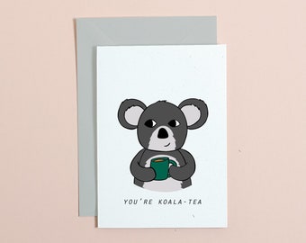 Koala Tea Pun Greetings Card, Mother's Day, Birthday, A6 #actuallyhandmade