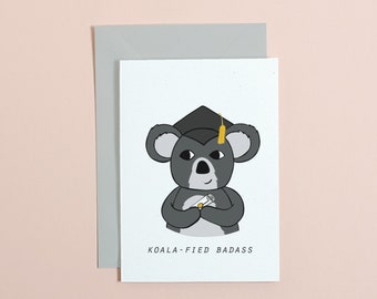 Koala Graduation Card, Funny Pun, Eco-Friendly A6 Card #actuallyhandmade