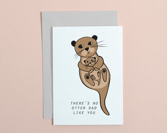 Otter Dad Father's Day Card, Cute Illustrated Design #actuallyhandmade