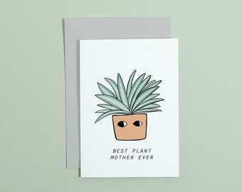 Best plant mother ever, mother's day card, alternative mother's day card, A6 eco friendly card by Rock cover's paper