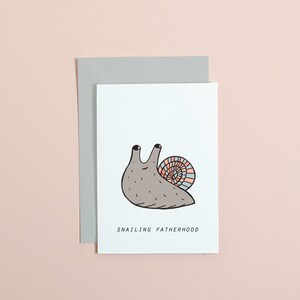 Escargot paternité, carte de fête des pères, carte de voeux de jeu de mots, carte A6 respectueuse de l'environnement par Rock cover's paper