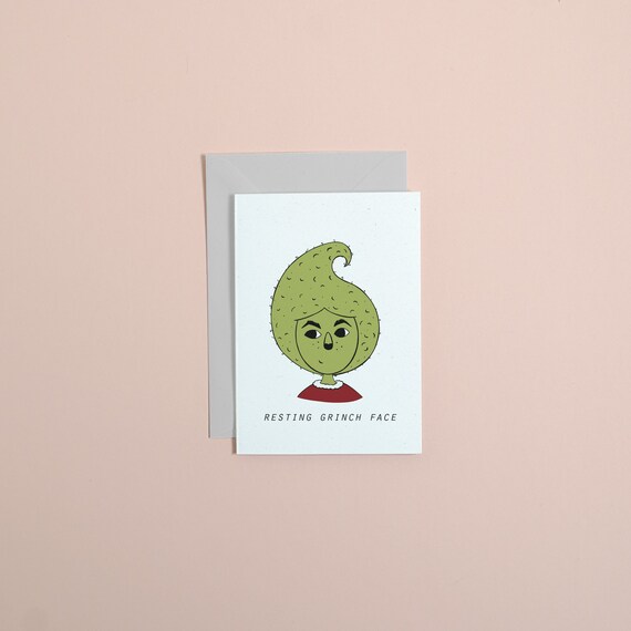 Resting grinch face, perfect card for any humbug, eco friendly A6 card by Rock Covers Paper