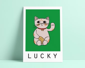 Lucky Cat A4 Print, Nursery Wall Art #actuallyhandmade