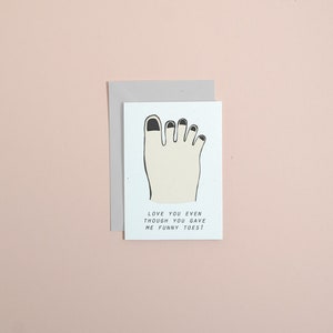 Funny Toes //  stationery // Mother's Day card // Fathers day card //  Birthday greetings card // illustrated greetings card