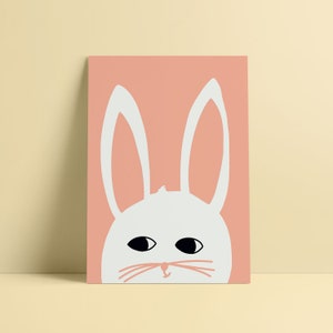 Here's looking at you bunny // rabbit kids print // bunny print // white rabbit // nursery print // cute bunny illustration //