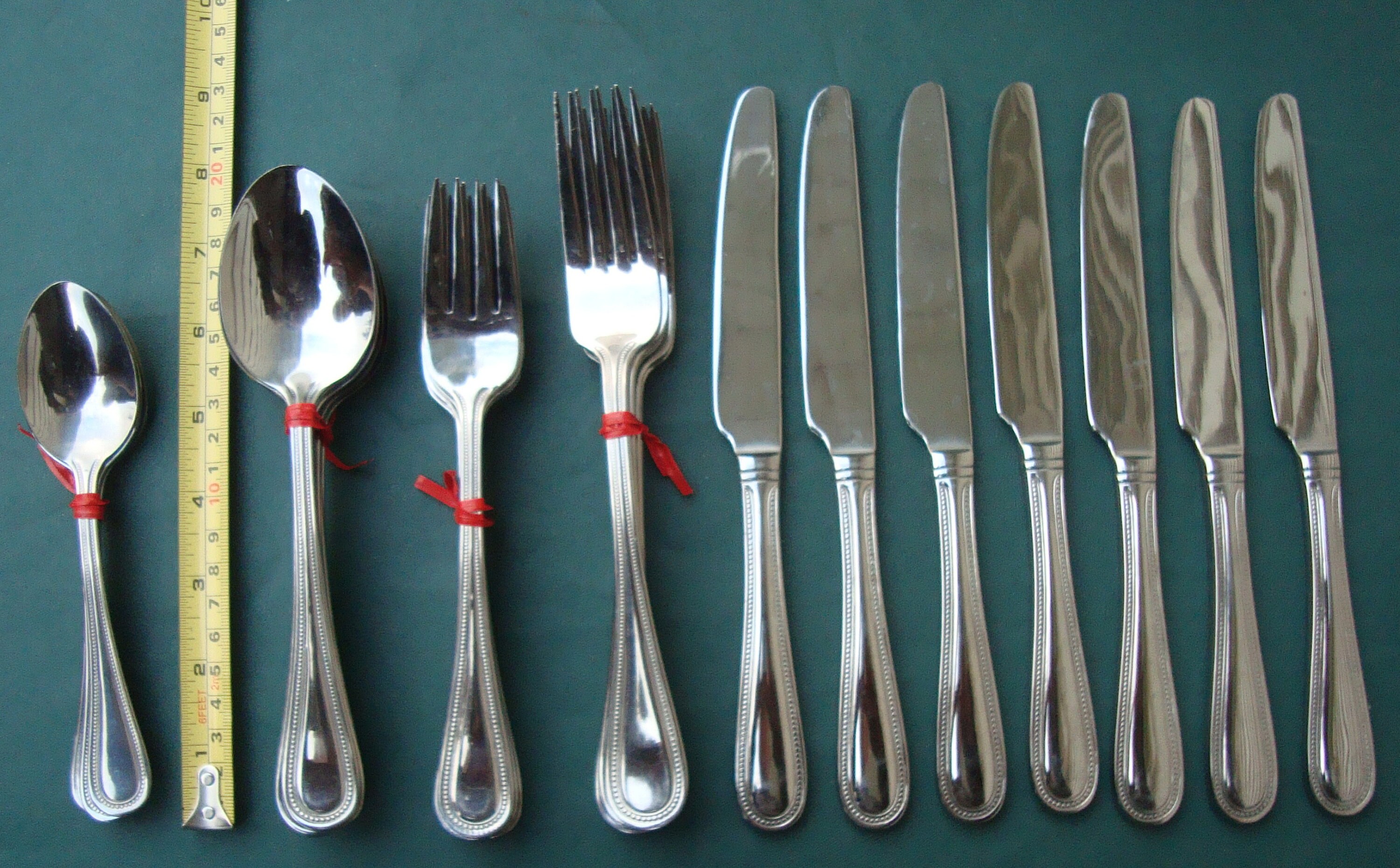 Cuisinart Stainless China Beaded Edge 34 Piece Flatware Lot Flatware