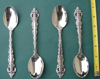 DA VINCI 4 Oval Soup Spoons 7" Oneida Cube Heirloom Stainless Flatware