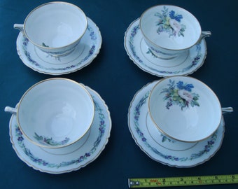 Haviland MORNING GLORY 4 Cups & Saucers Solange Patry-Bie
