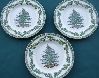 3  Holly Rim  Spode CHRISTMAS TREE S3324 A1 Accent Plates 9 1/2"