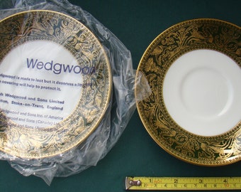 Wedgwood FLORENTINE Dark Green 2 Saucers W4170