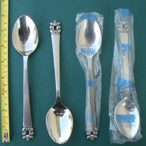 ROGET 4 Oval Soup Spoons Crown Mark Stanley Roberts Stainless Japan 7 5/8&quot;
