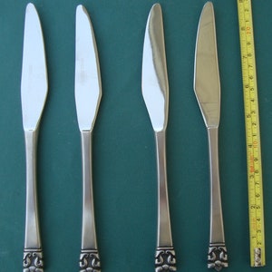 ROGET 4 Dinner Knives Crown Mark Stanley Roberts Stainless Japan 8 3/4&quot;