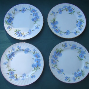 Adderley CORNFLOWER 4 Salad Plates Fine Bone China 8&quot;