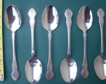 FOLK ART 6 Oval Soup Spoons Stainless By Oneida Ltd Deluxe