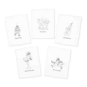 Biglietti d'auguri multi-design a tema Doodle (confezione da 5)