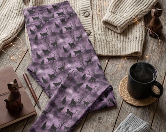 Black Cat Leggings | Halloween Leggings | Goth Fashion Pants | Alternative Clothing | Witchy Apparel | Gothic Leggings | Spooky Aesthetic