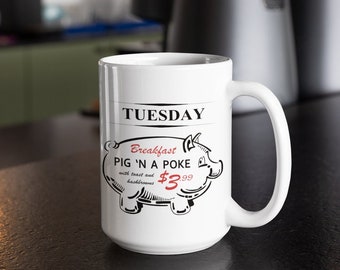 Supernatural Mug | Tuesday Pig &#39;N A Poke | Large 15oz White Ceramic Cup | Gifts for Supernatural Fans