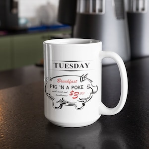 Taza Supernatural / Martes Pig 'N A Poke / Taza grande de cerámica blanca de 15 oz / Regalos para fanáticos de Supernatural