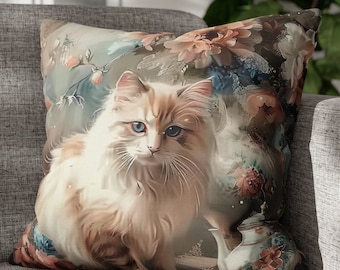 Purr-fectly Whimsical Cat Throw Pillow Cover: Elegant Home Decor for Feline Fanatics! Great Gift for Cat Lovers