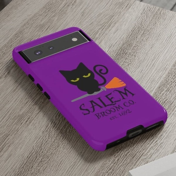 Cell Phone Case | Halloween Phone Case | Black Cat Phone Cover | Purple Phone Case  | Tough Cases for iPhone, Samsung Galaxy, Google Pixel