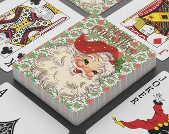 Christmas Playing Cards | Playing Cards for Solitaire | Novelty Gifts | Card Games | Card Deck | Vintage Christmas Ephemera Poker Cards