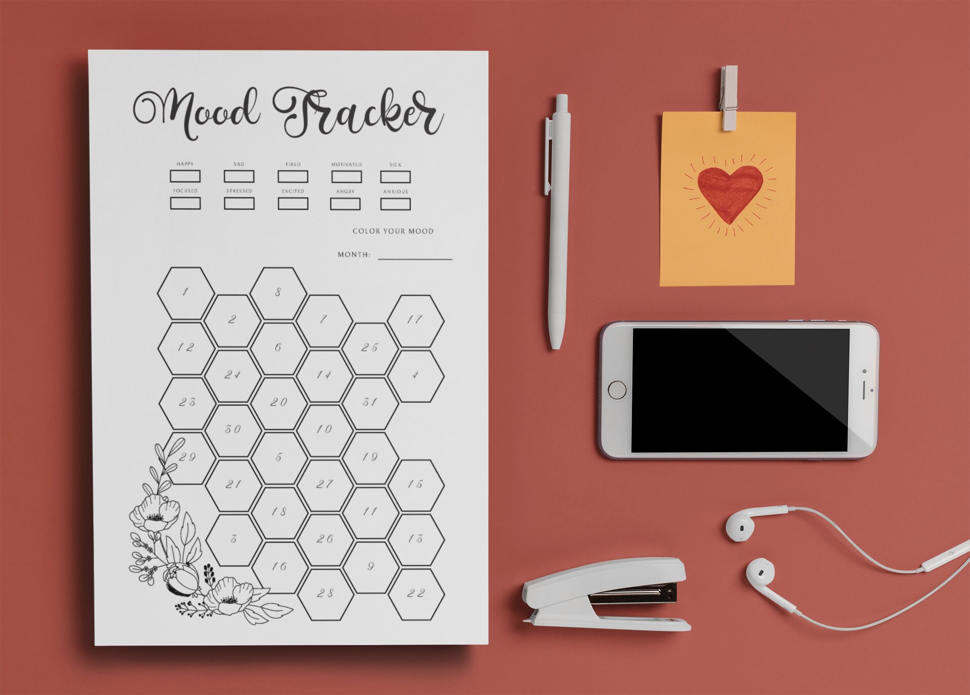Printable Mood Tracker Worksheet 30 Day Undated US Letter | Etsy